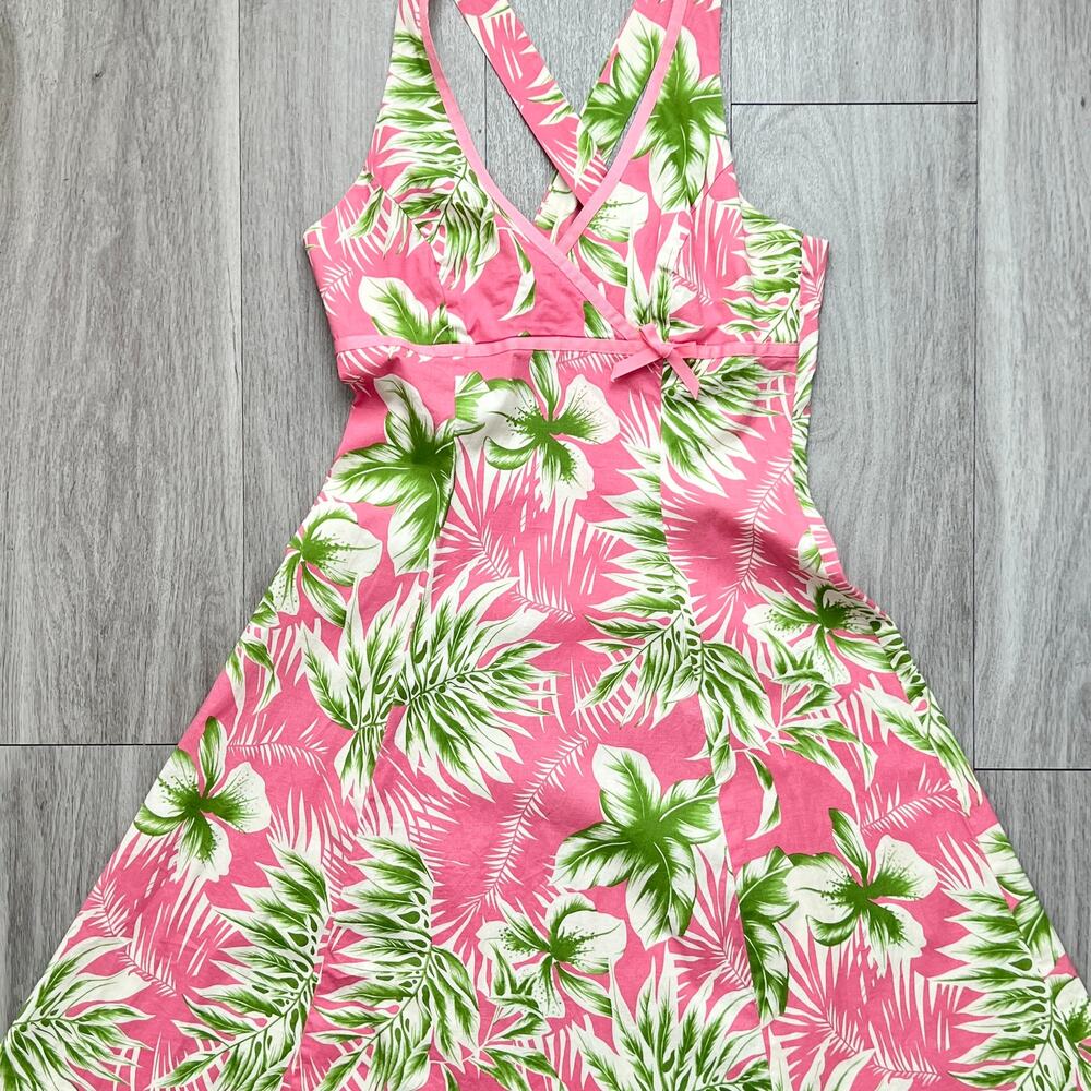 Vintage Floral Sundress Summer Cruise Tropical Hawaii Dress City Triangles Y2K